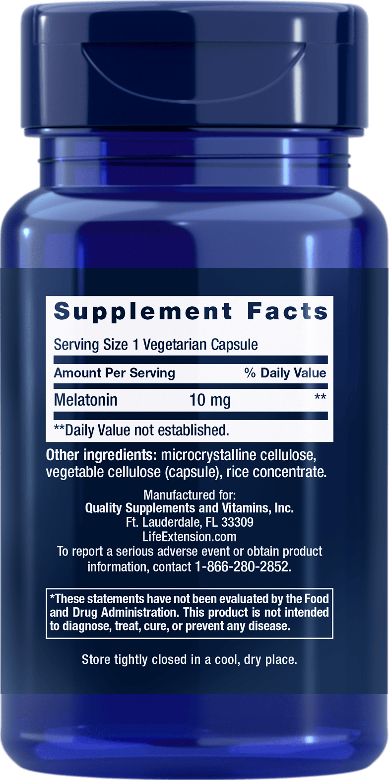 Melatonin Supplement Facts label