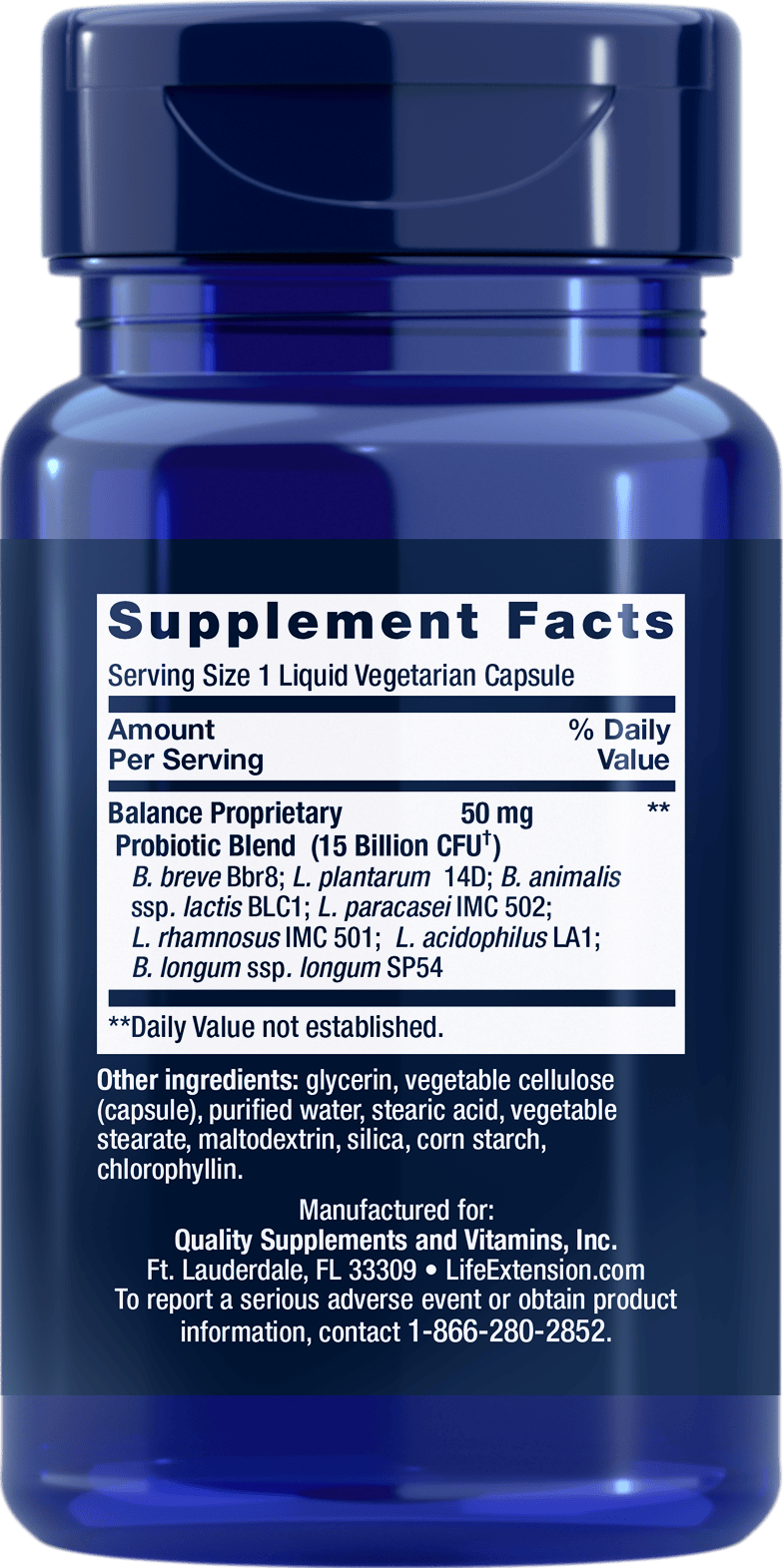 Life Extension Supplement Facts - 01825L Probiotic Blend