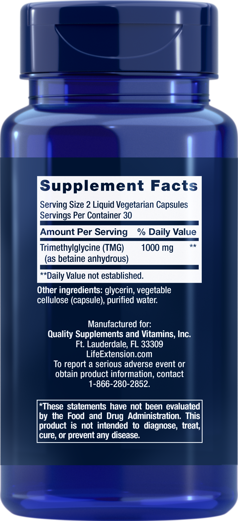 Life Extension TMG 500mg 60 Liquid Vcaps