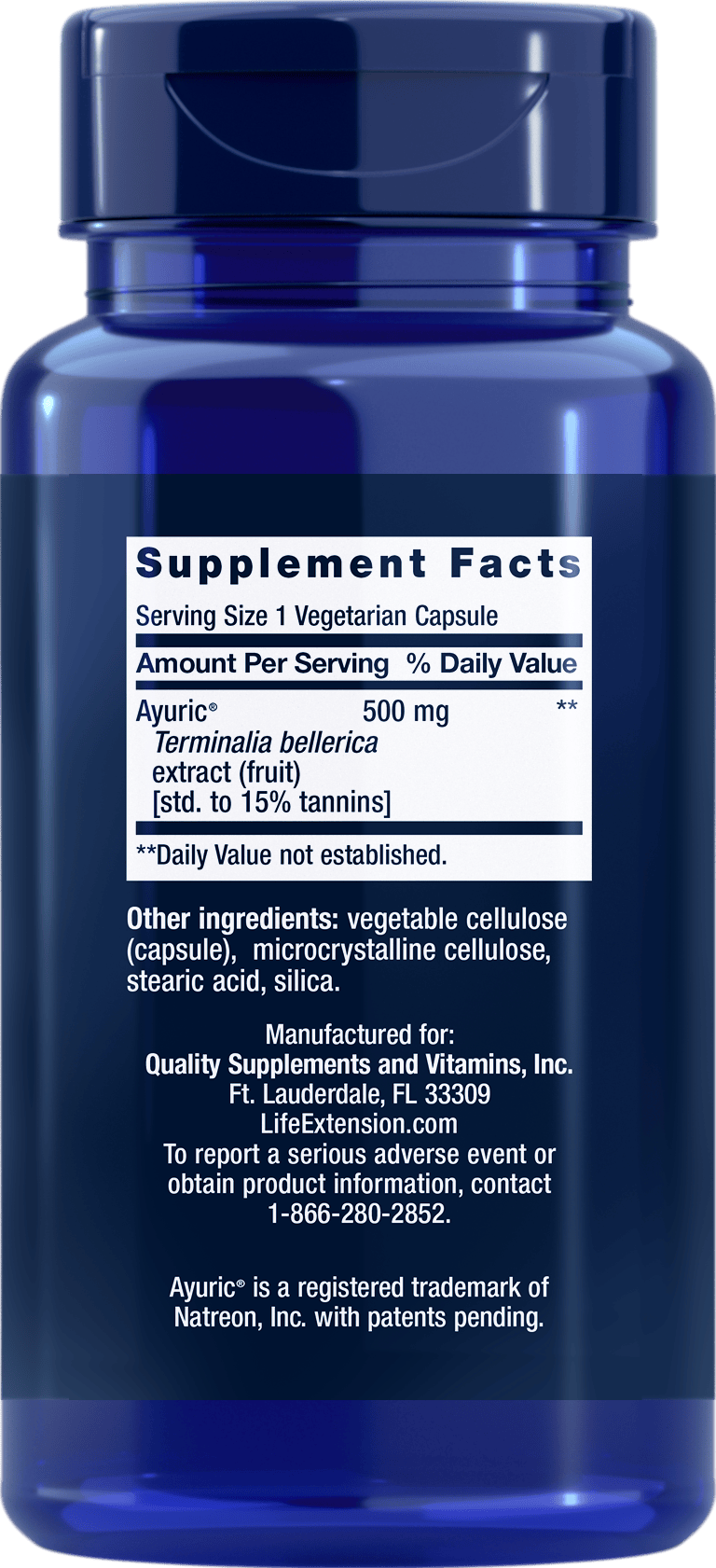 Ayuric Supplement Facts Label