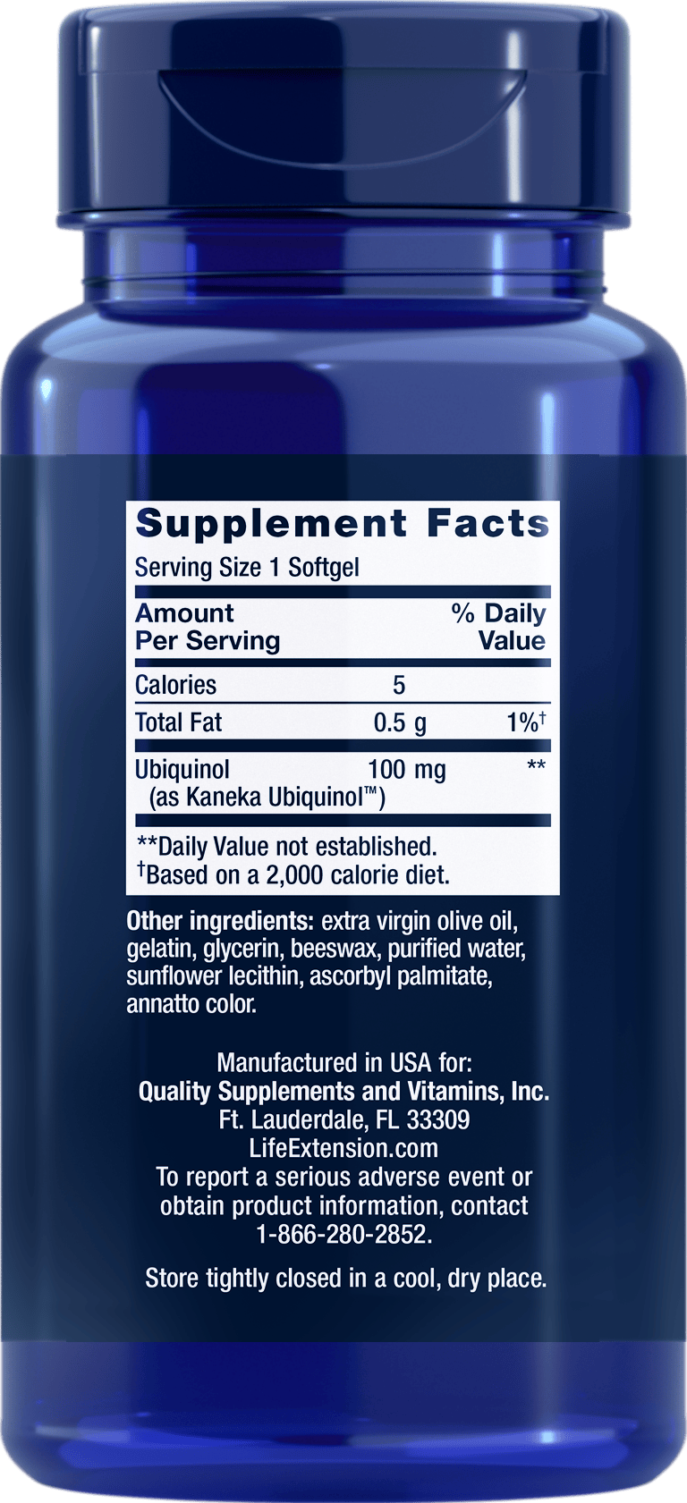 Ubiquinol Supplement Facts Label - 01929F_SupFacts