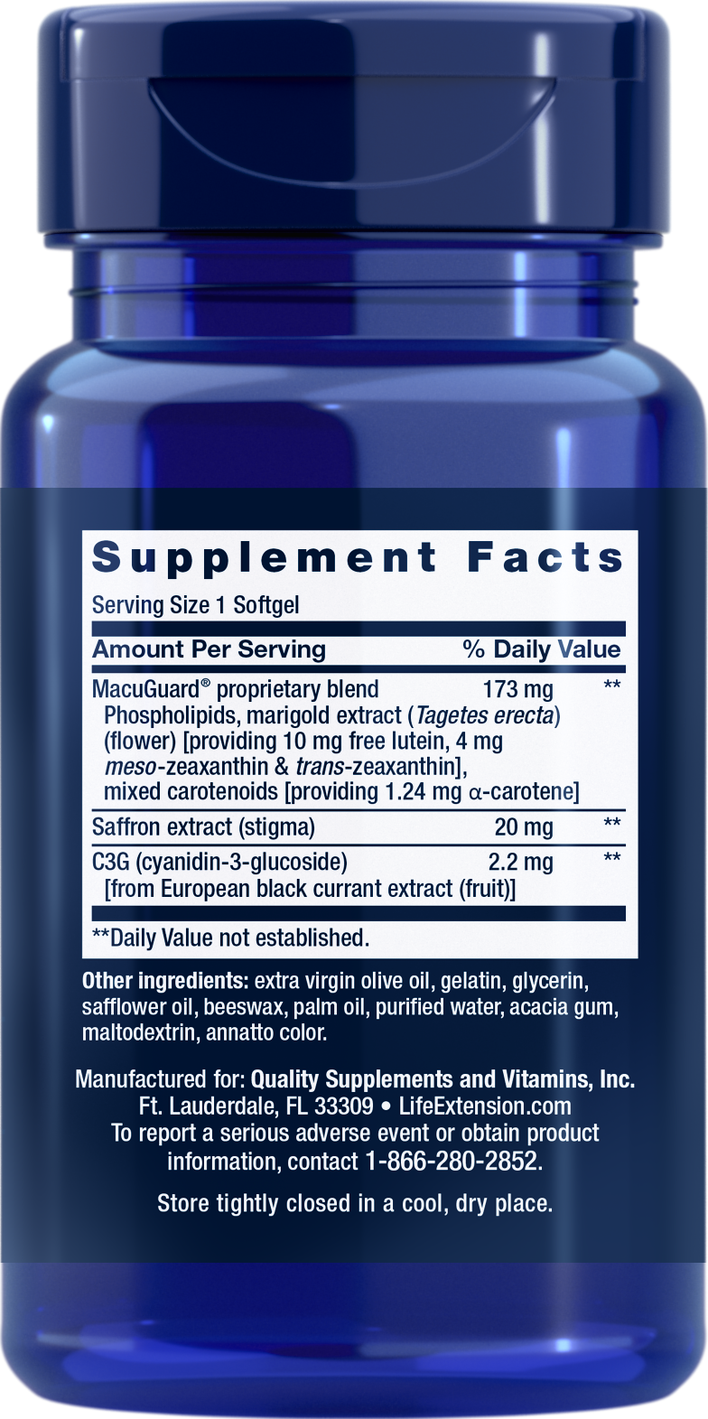 Life Extension MacuGuard Ocular Support with Saffron 60Softgels