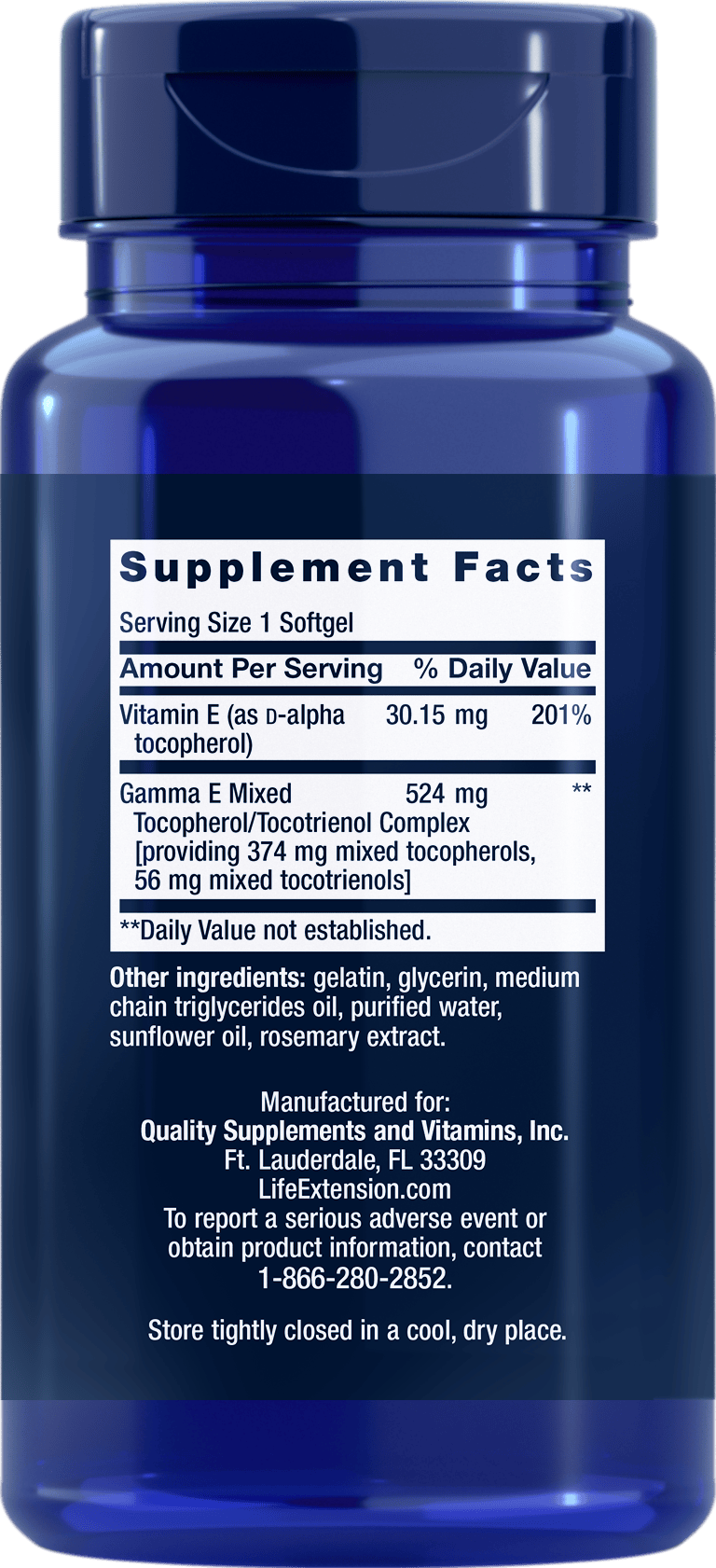 Life Extension Supplement Facts - Vitamin E
