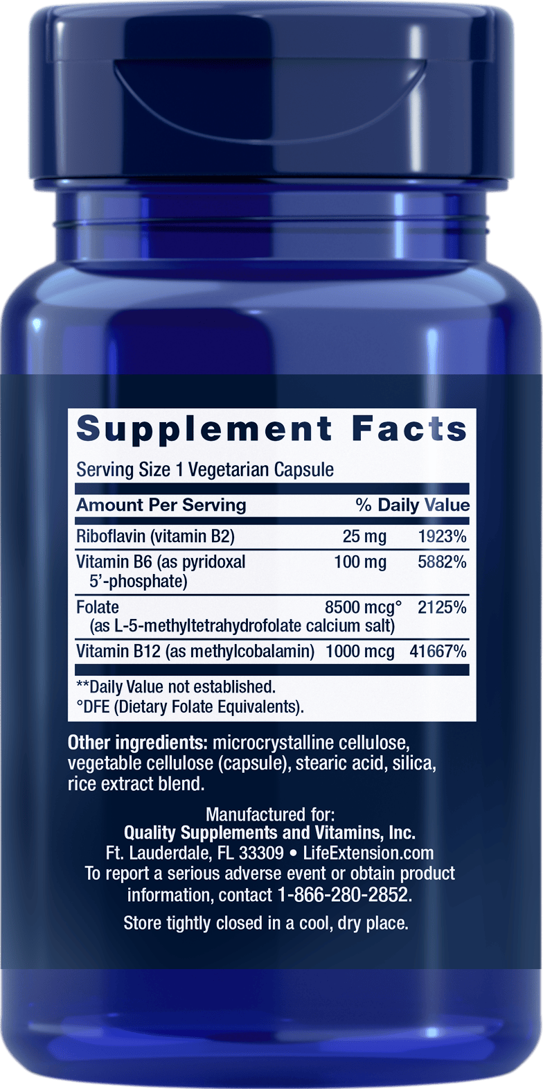 Life Extension Supplement Facts label (02121E_SupFacts)