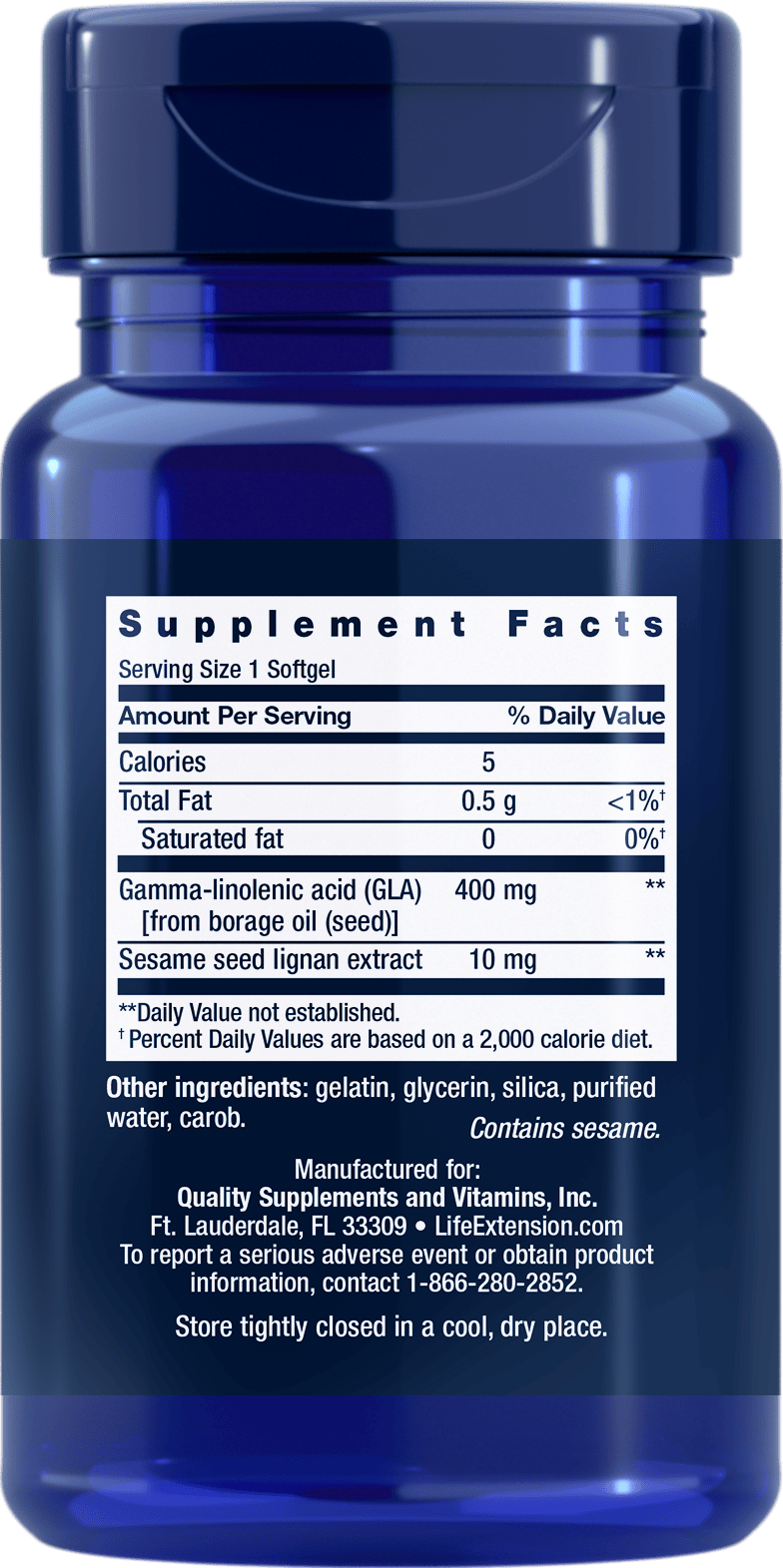 Life Extension Supplement Facts label