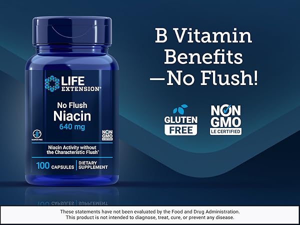 Life Extension No Flush Niacin 640mg (100 Caps)