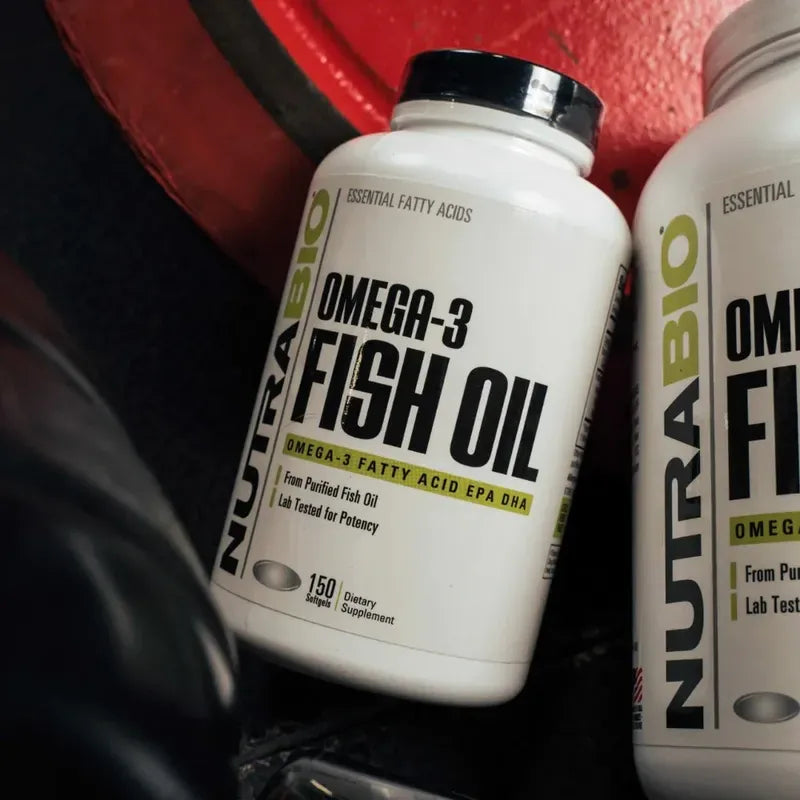 Bottles of Omega-3 Fish Oil supplements.