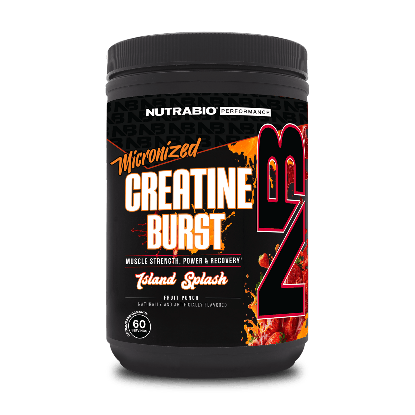 Black tub of Nutrabio Creatine Burst supplement.