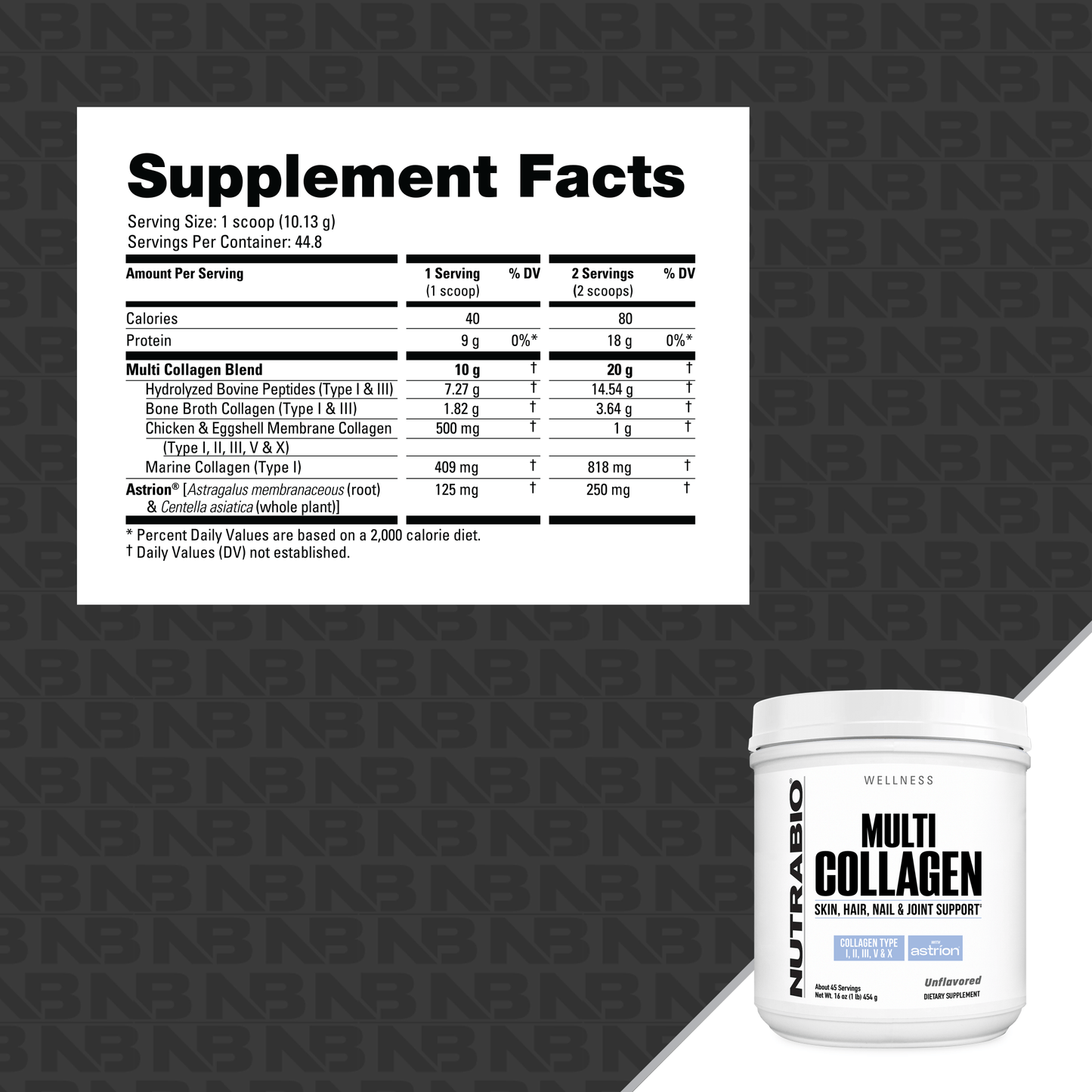 NutraBio Multi Collagen Supplement Facts & Container