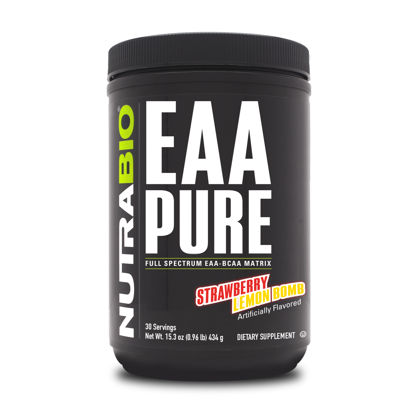 Black tub of EAA Pure supplement.