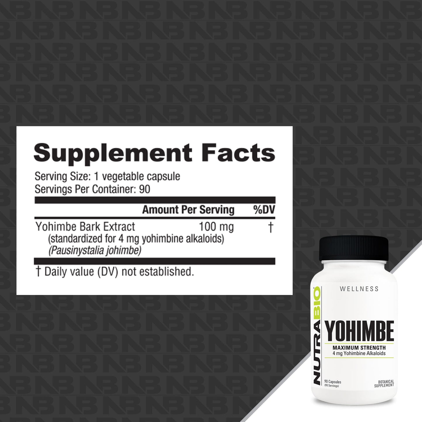 NutraBio Yohimbe 4mg – Standardized Yohimbine HCl