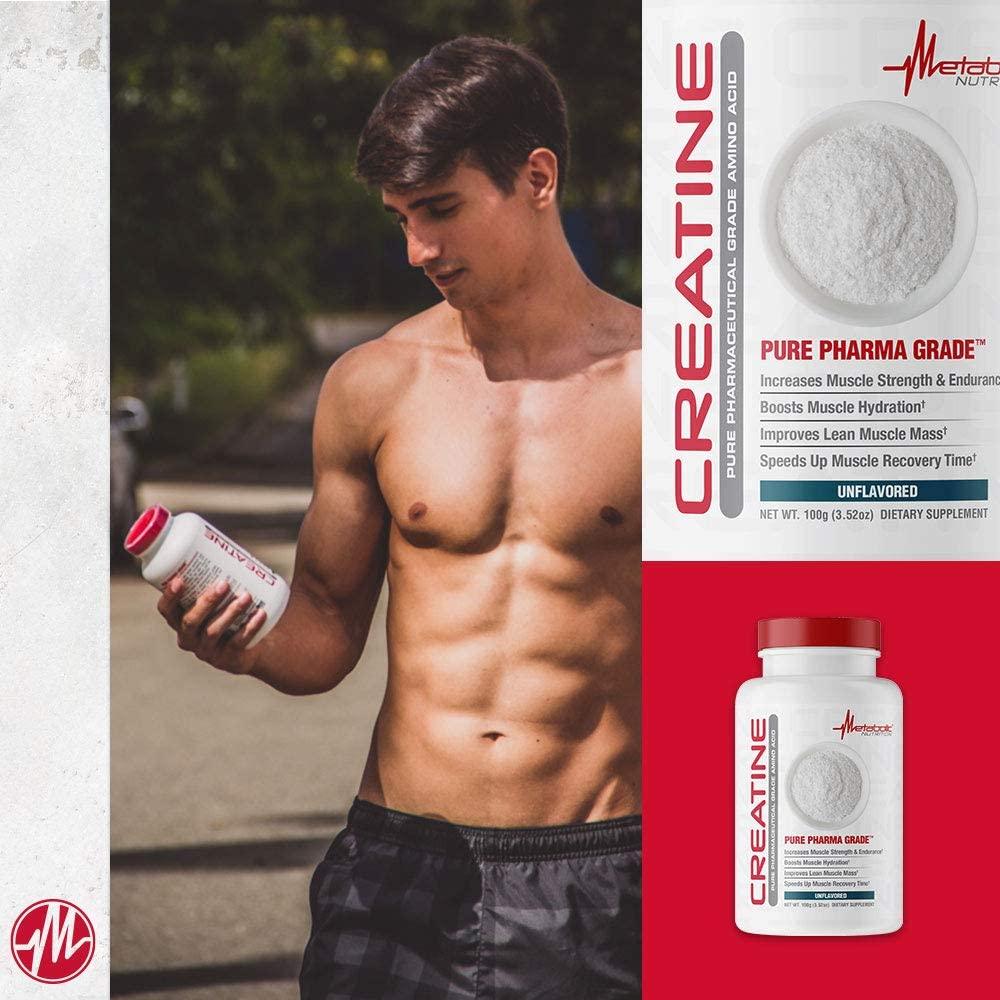 Man holding creatine supplement, Pure Pharma Grade