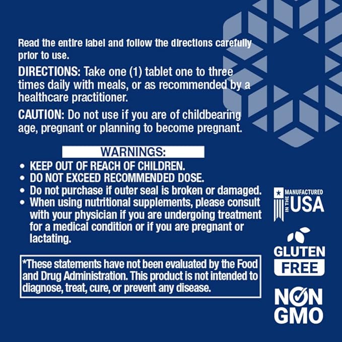 Supplement label directions, warnings, and ingredients