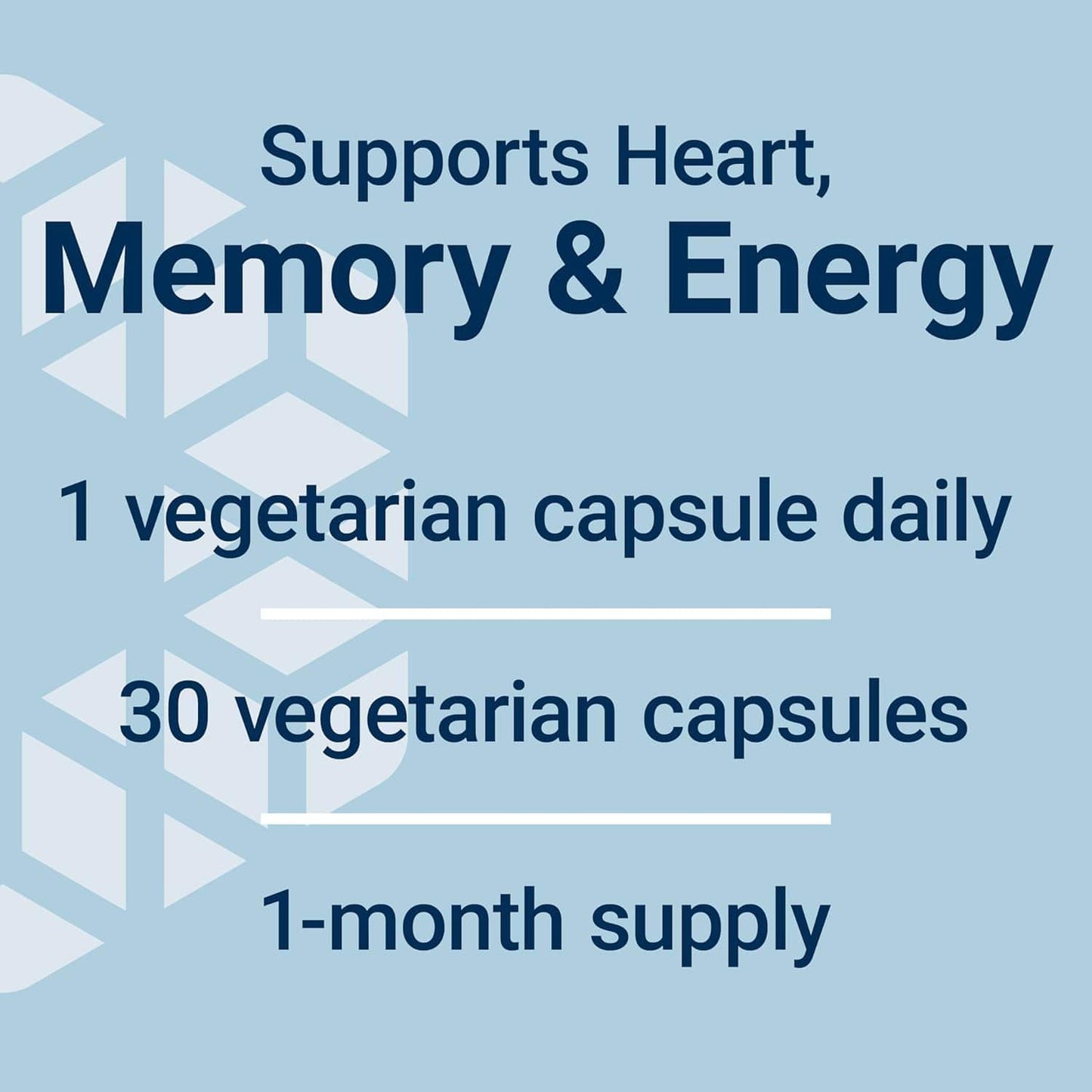 Supplements for heart, memory & energy, 30 capsules, 1-month supply.