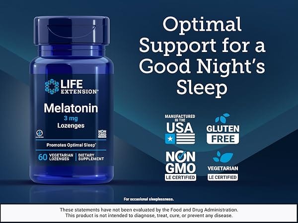 Life Extension Melatonin 3mg lozenges for optimal sleep