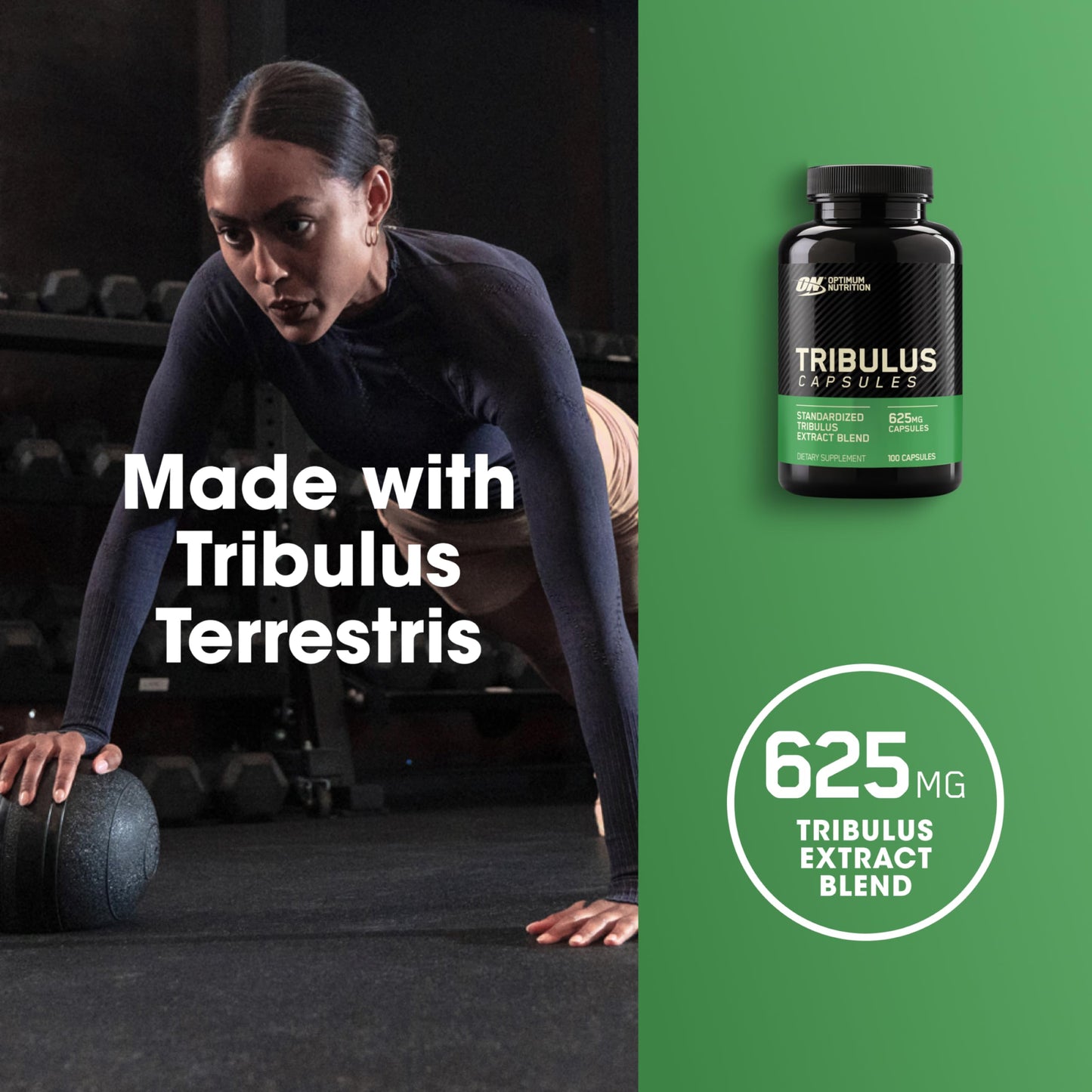 Tribulus Terrestris capsules with woman exercising (81MIUio2E3L)
