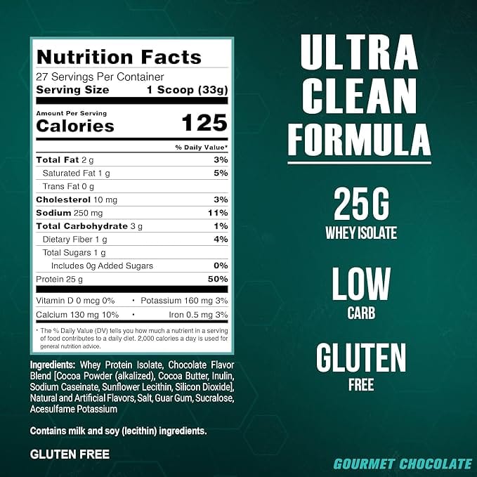 25g protein, gourmet chocolate flavor.