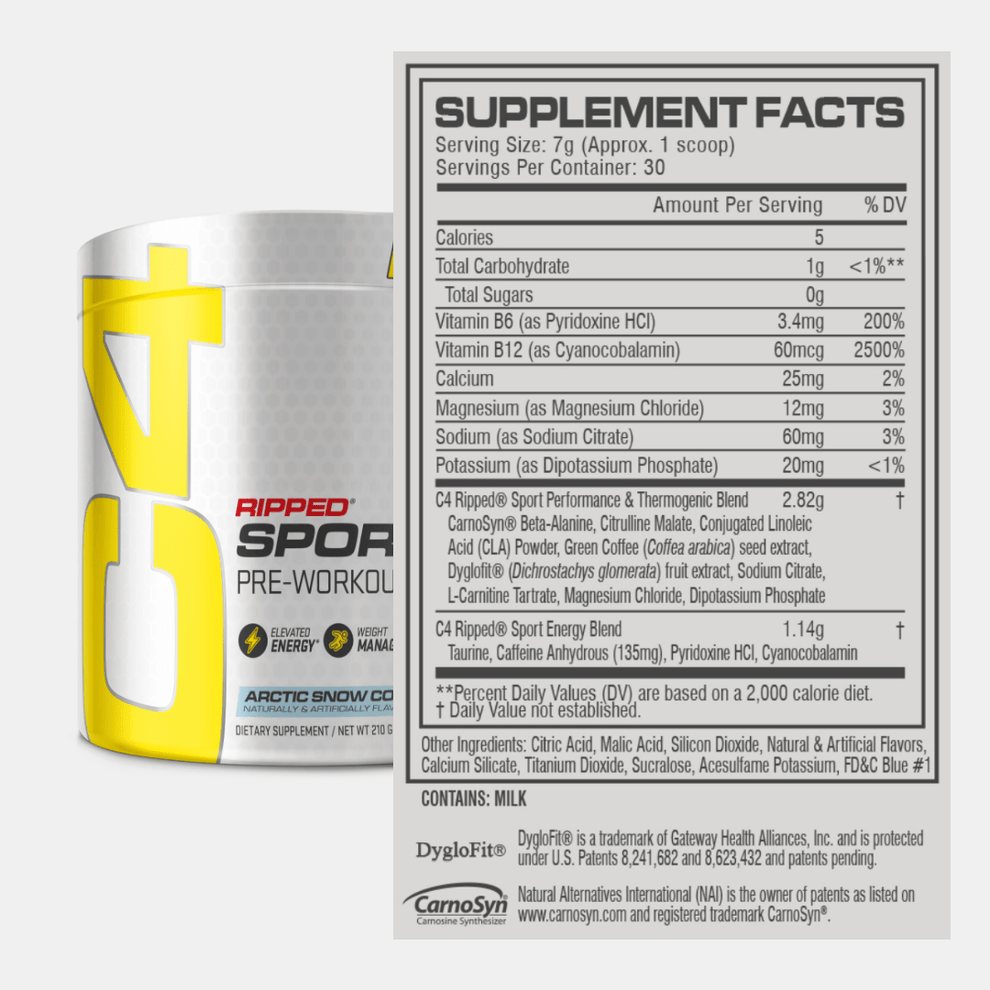 C4 Ripped Sport Pre-Workout Supplement - Arctic Snow
