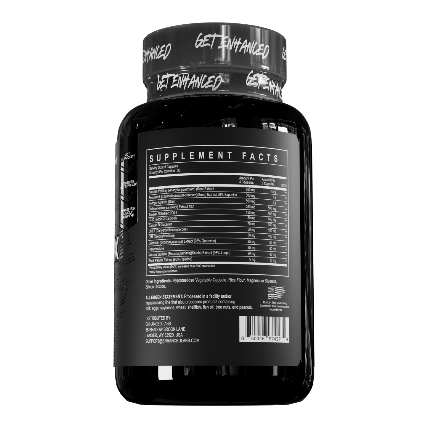 Enhanced Black Ox SFP supplement facts label