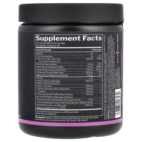 RAI Protein supplement facts label