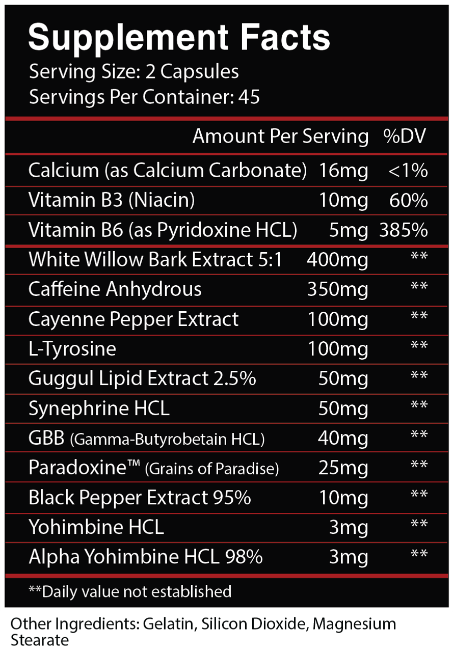 Legion supplement facts label with ingredients and amounts.