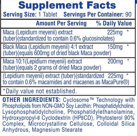 90ct, ingredients, and amounts per serving.