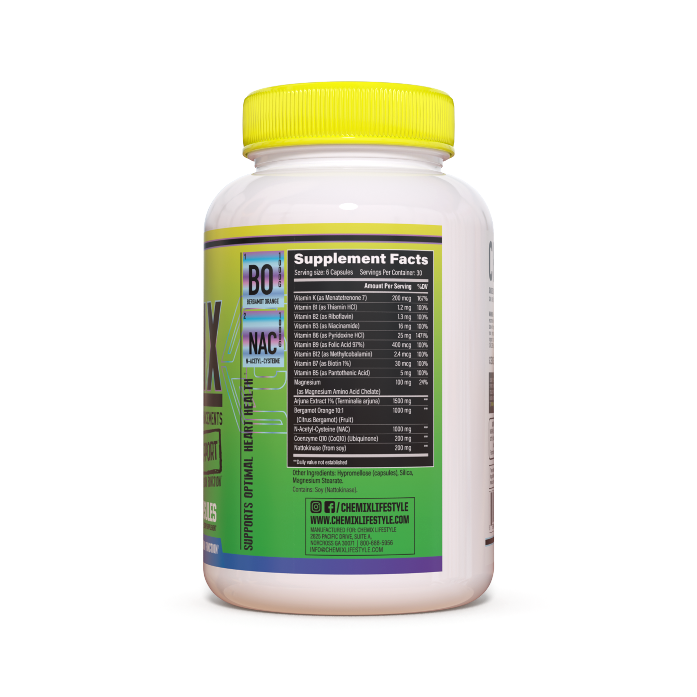 Organ health supplement facts label.