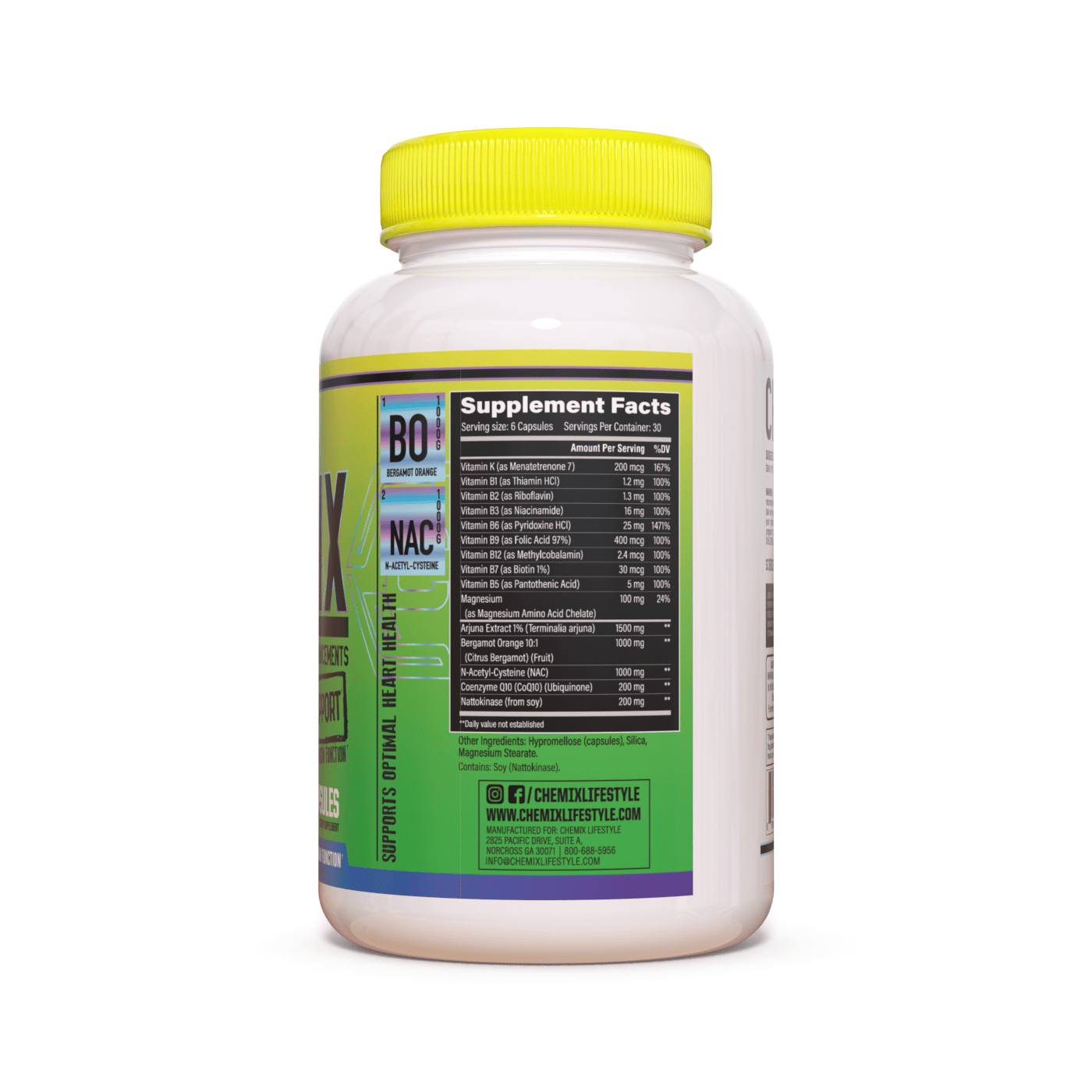 Organ health supplement facts label.