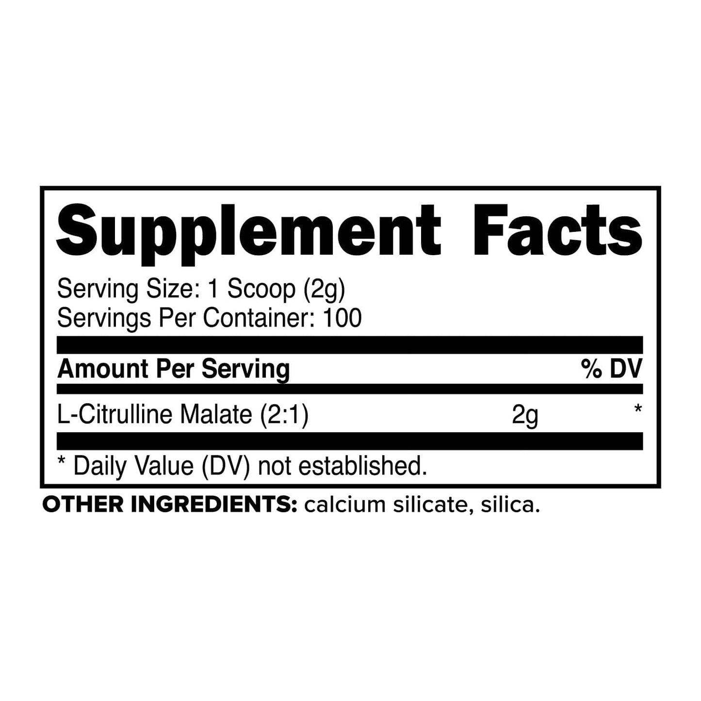 PRF Citrulline Malate 200g Supplement Facts