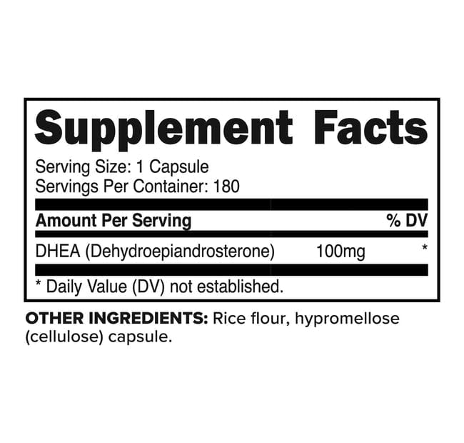 DHEA 100mg Supplement Facts - 180 Capsules