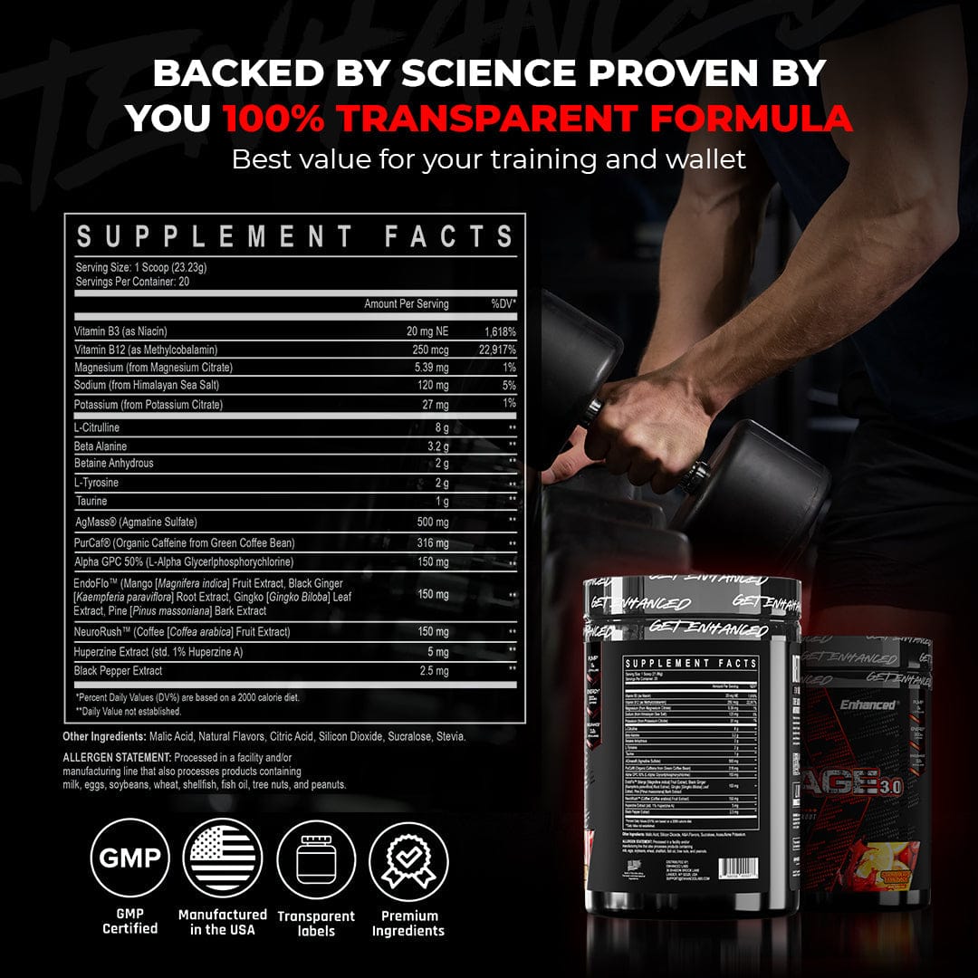 Rage 3.0 Supplement Facts - 100% Transparent Formula