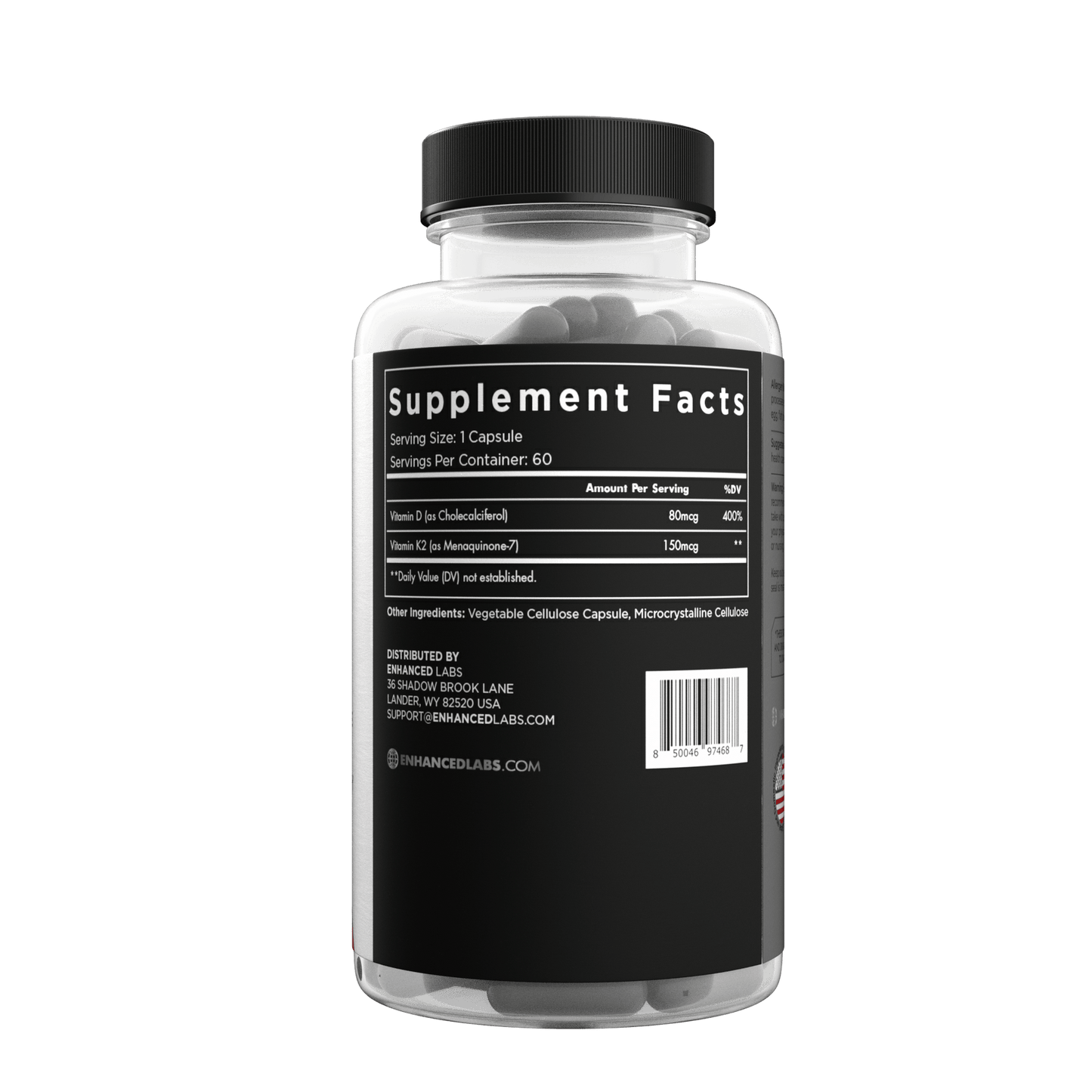 Vitamin D3 & K2 Supplement Facts - Render1