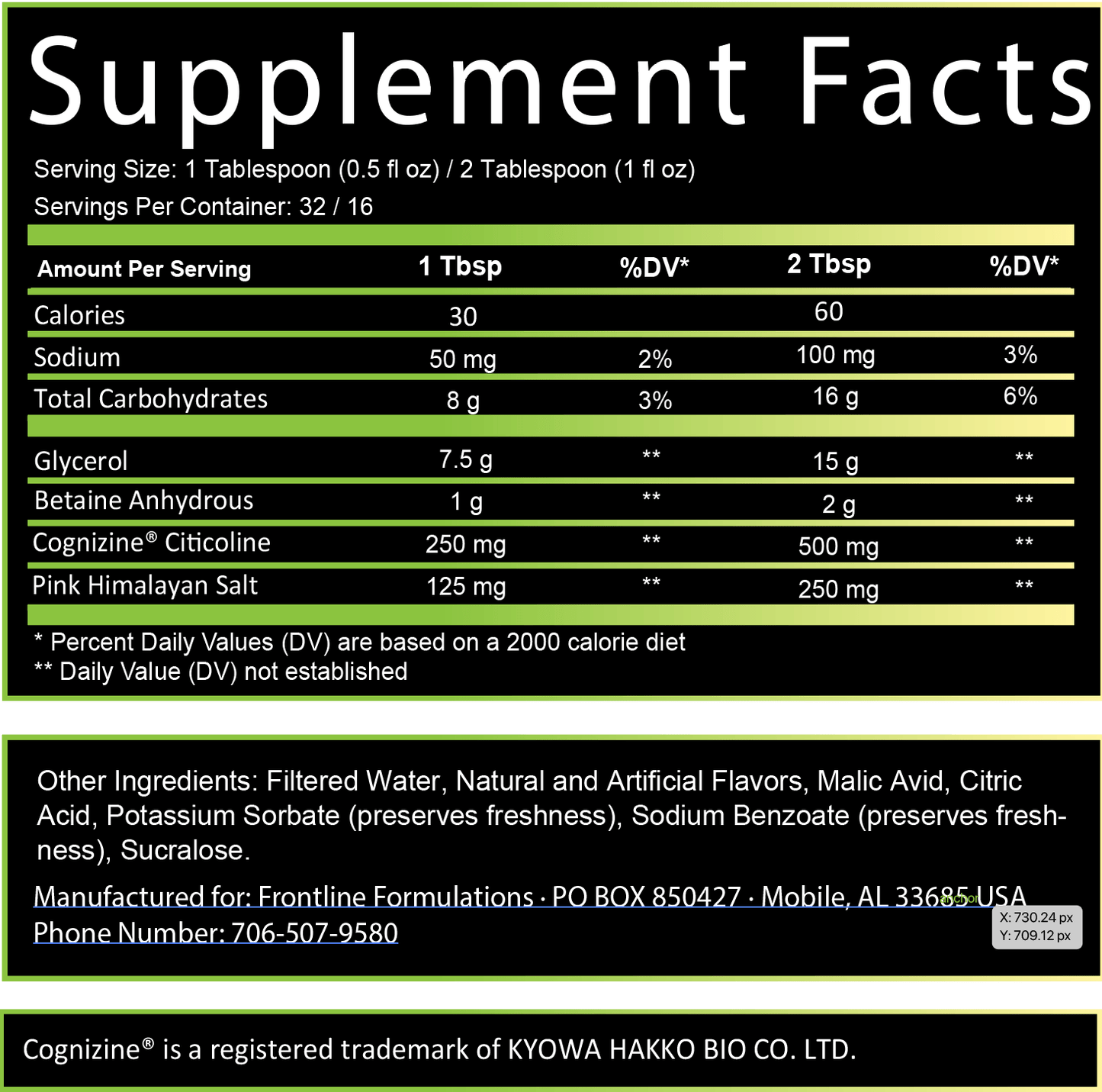 Frontline Formulations Project MK Ultra Liquid Non-Stim Nootropic Pre-Workout