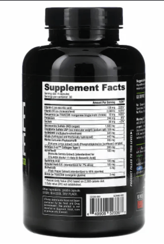 Supplement facts on black bottle, screenshot Jan 29, 2025