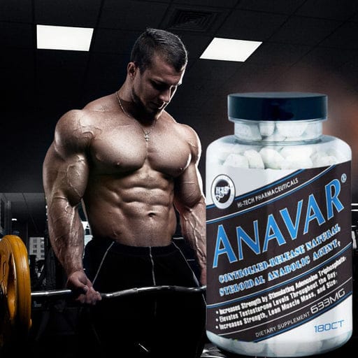 Bodybuilder with Anavar supplement