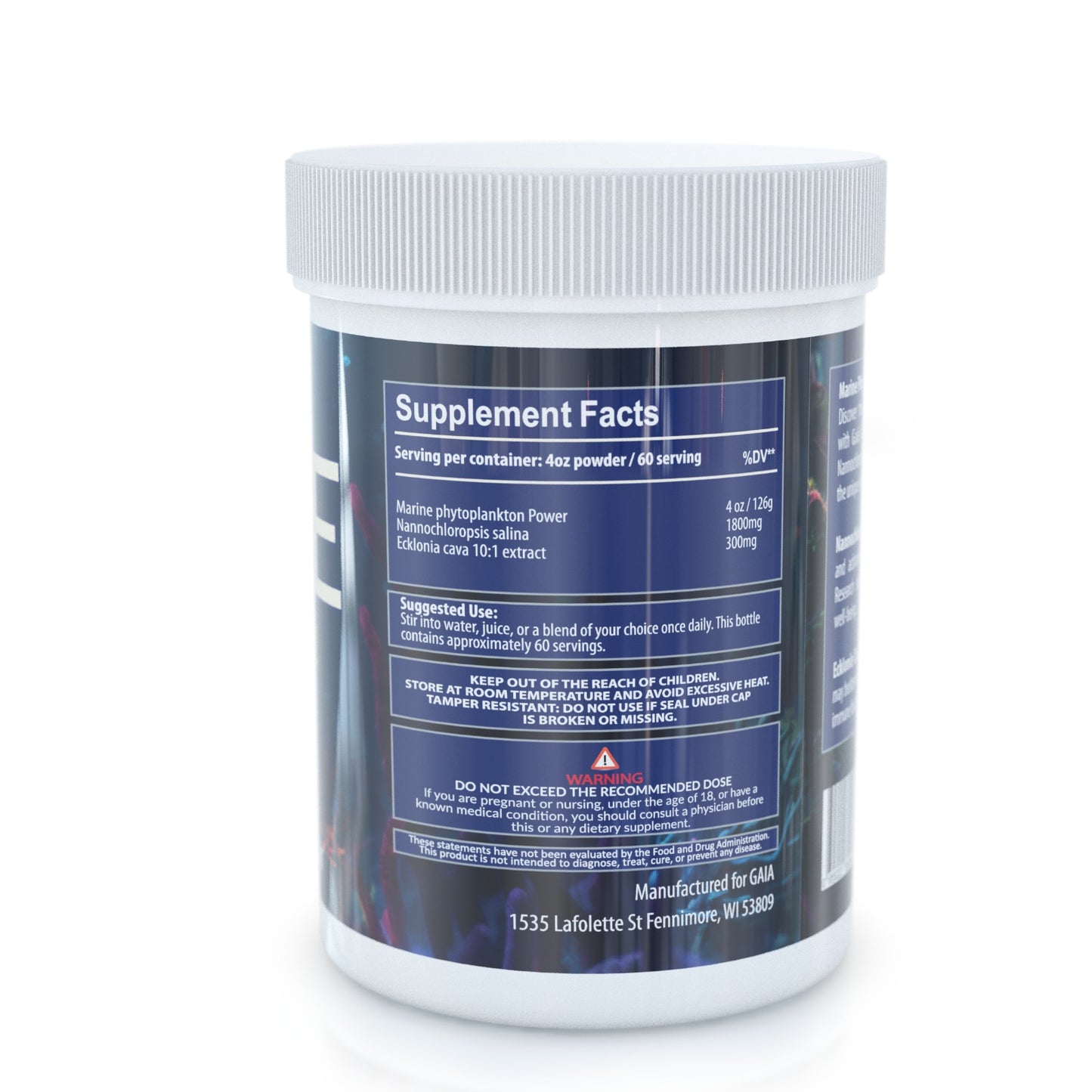 Marine phytoplankton powder supplement facts
