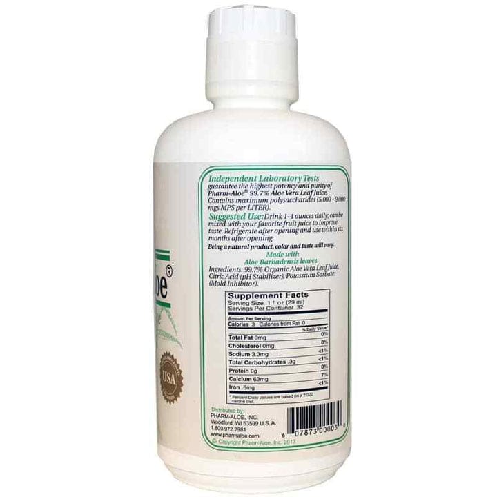 Pharm-Aloe Aloe Vera Leaf Juice - Organic Inner Leaf Extract