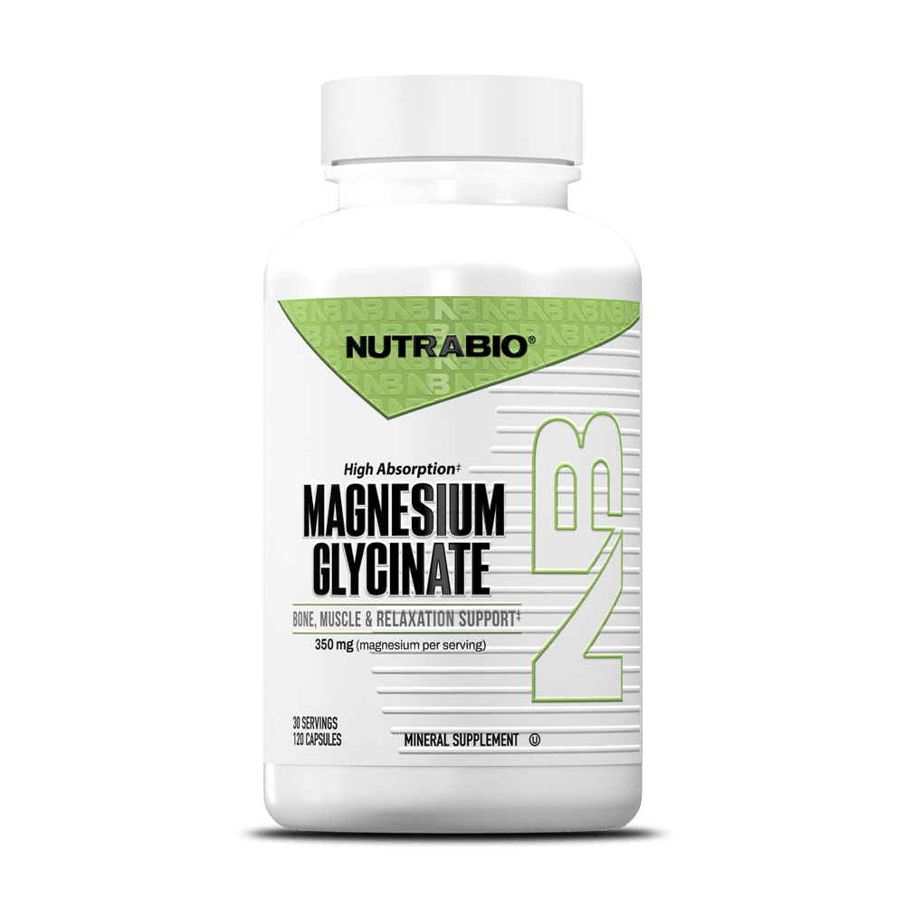 NutraBio Magnesium Glycinate 120 Capsules bottle — official manufacturer render