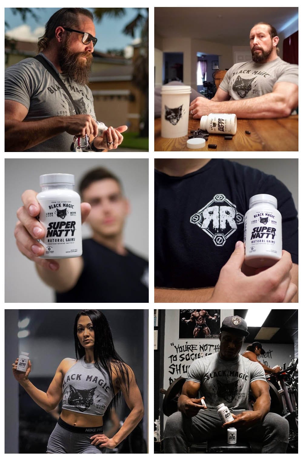 Super Natty collage featuring Black Magic supplements