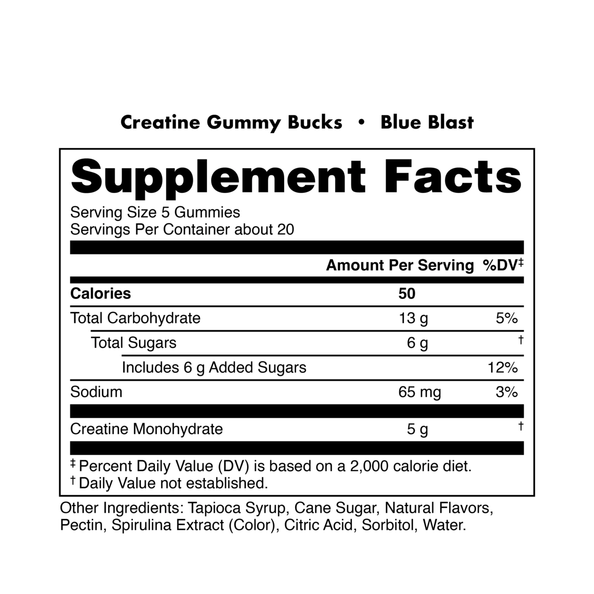 Creatine Gummies Supplement Facts