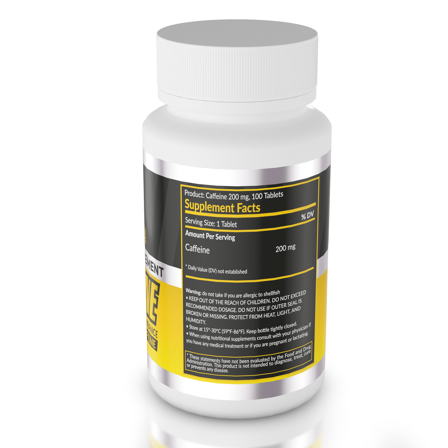 Comp-Suppz Caffeine Supplement Facts - 200mg Caffeine