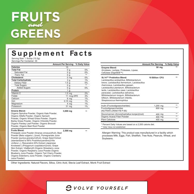 Fruits & Greens supplement facts