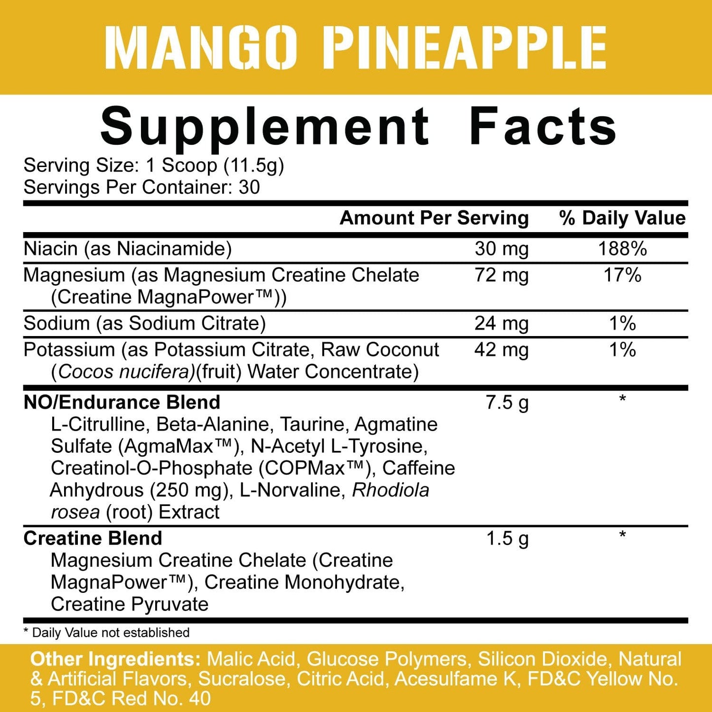 Kill-It Mango Pineapple supplement facts