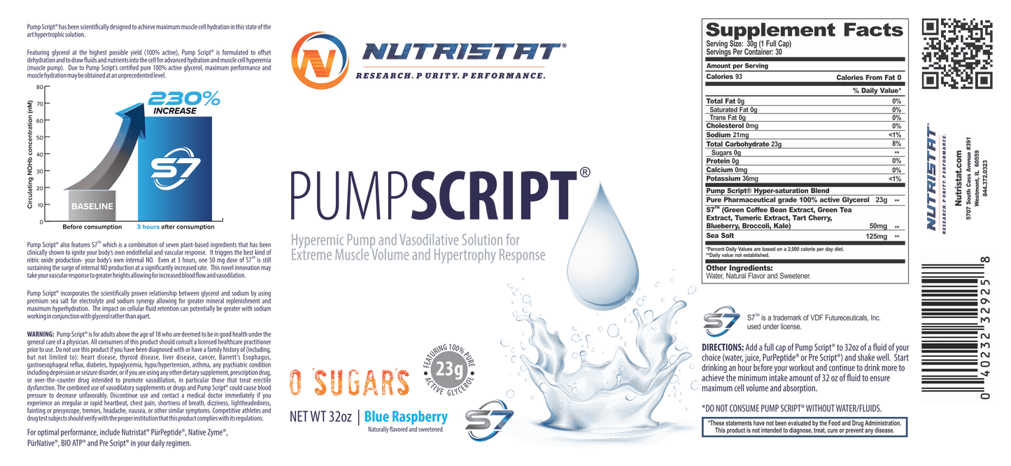Nutrity PumpScript label with supplement facts and ingredients.