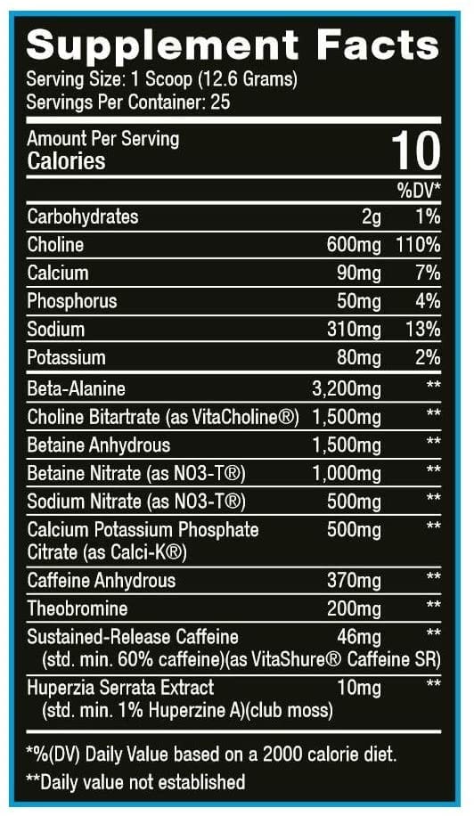 Ryse Supps Tiger's Blood supplement facts