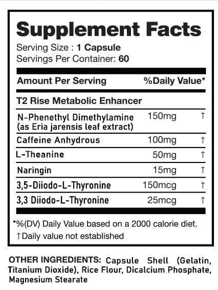 T2 Rise Metabolic Enhancer Supplement Facts