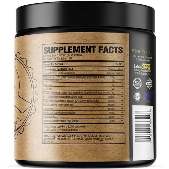 Raw Nutrition Burn supplement facts ingredients