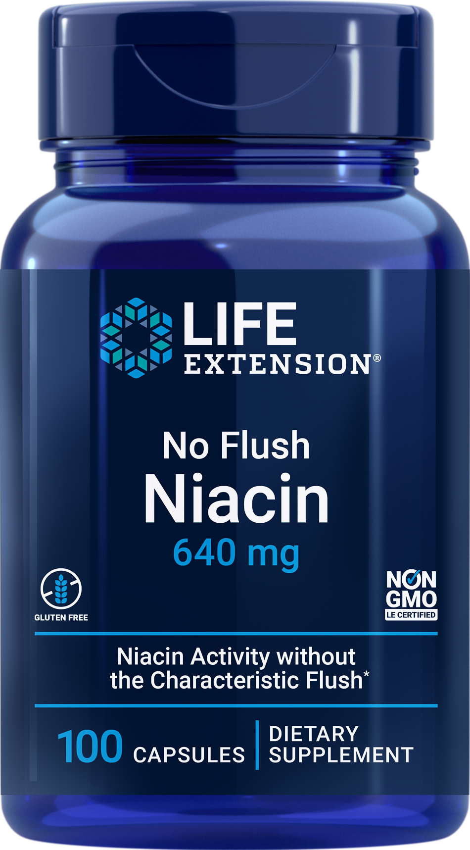Life Extension No Flush Niacin 640mg (100 Caps)