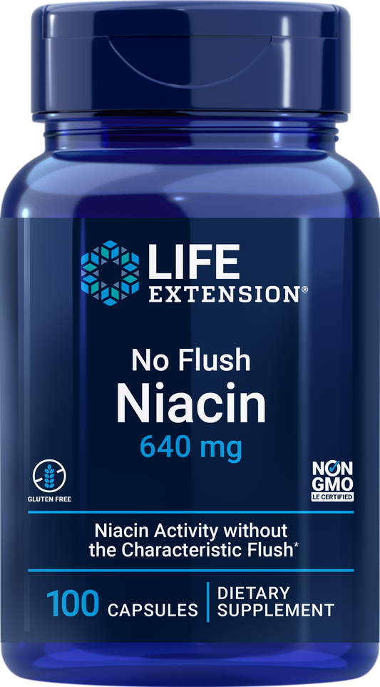 Life Extension No Flush Niacin 640mg (100 Caps)