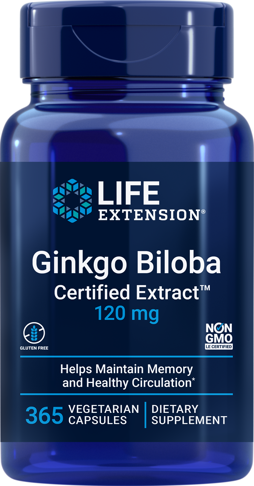 Life Extension Ginkgo Biloba Certified Extract 120mg 365Vcaps